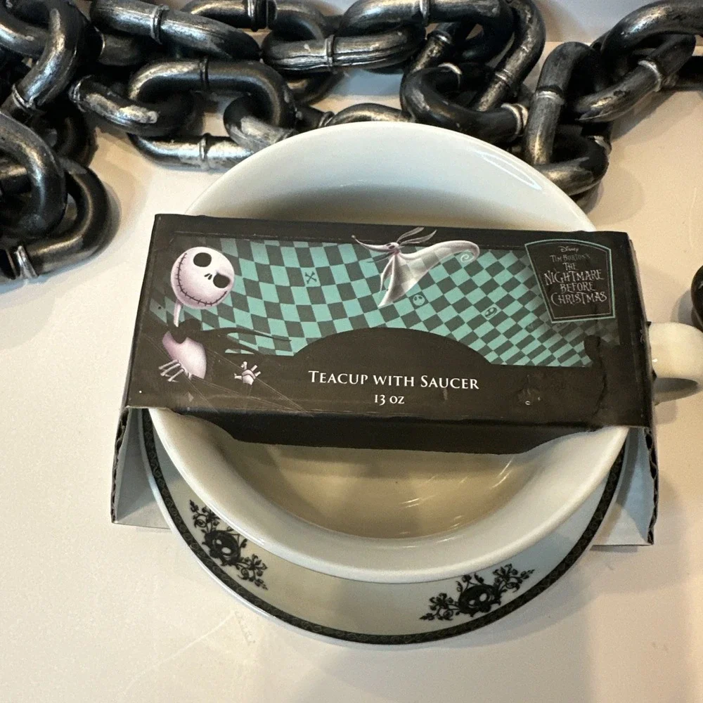 Disney The Nightmare Before Christmas JACK & Sally Tea Cup and‎ Saucer NEW